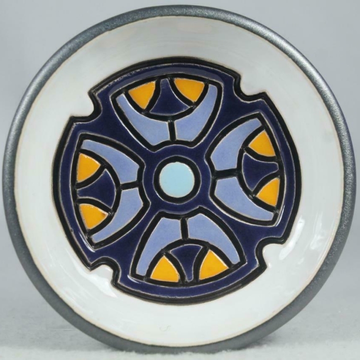 Artesania Rinconada DR303-B4 Blue Gold White Design Round Plate