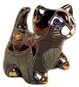 Artesania Rinconada 1714 Cat Black Kitten with Paw Up Figurine