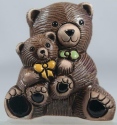 Artesania Rinconada 327A Teddy Bear with Baby Yellow Green Bowties Figurine