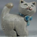 Artesania Rinconada 65B-Blue American Shorthair Blue Bow Cat Figurine