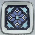 Artesania Rinconada DR105-B4 Blue - White Leaf Design Square Plate