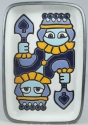 Artesania Rinconada DR453-B6 Blue Gold White Double Queen Design Rectangle Plate