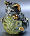 De Rosa Collections F393 Cat Kitten with Yarn Ball Striped Figurine