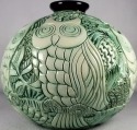 De Rosa Collections H02 Owls Green Vase