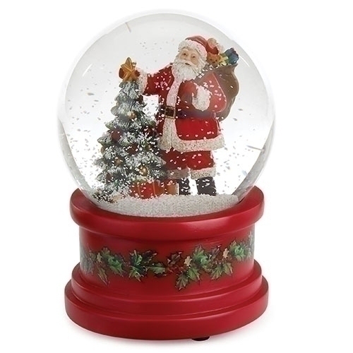 Roman Holidays 130960 100MM Santa With Christmas Tree Musical Glitterdome