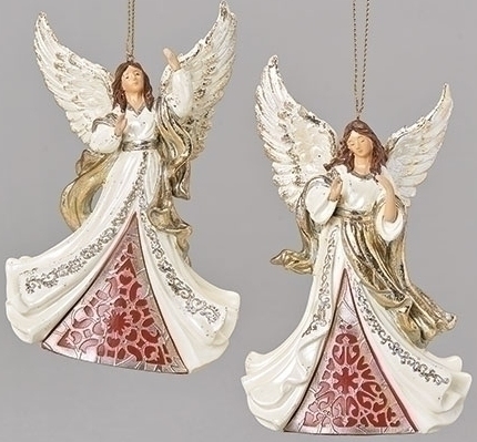 Roman Holidays 132876 Angel Red and Cream Ornaments 2 Piece Set