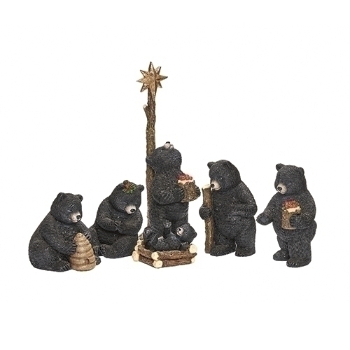 Roman Holidays 133001 Bear Nativity Pageant Figurine 6 Piece Set