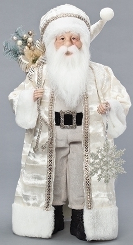 Roman Holidays 133122 Santa in Ivory Fur Figure