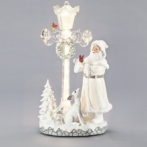 Roman Holidays 133131 Musical Santa at LED Lightpost Figurine - No Free Ship
