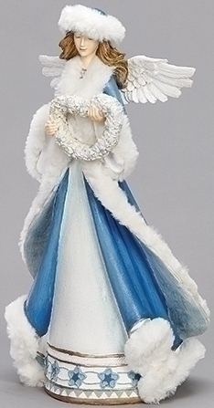 Roman Holidays 133164 Blue and White Cloaked Angel With Wreath Figurine