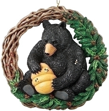Roman Holidays 133401 Black Bear in Wreath Ornament