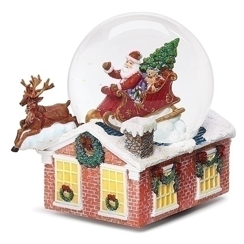 Roman Holidays 133579 120MM Santa In Sleigh Musical Glitterdome