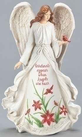 Roman Holidays 133600 Angel With Poinsettia and Cardinal Figurine