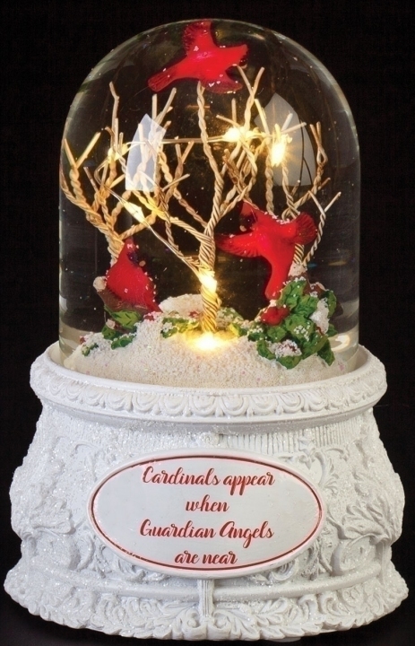 Roman Holidays 133616 100MM LED Cardinals and Trees Musical Glitterdome