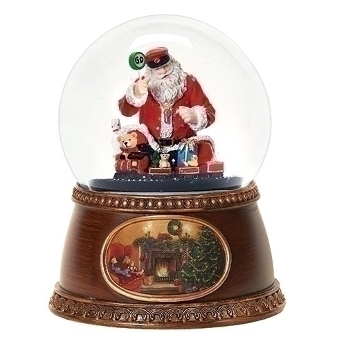 Roman Holidays 134085 100MM Santa With Train Musical Glitterdome