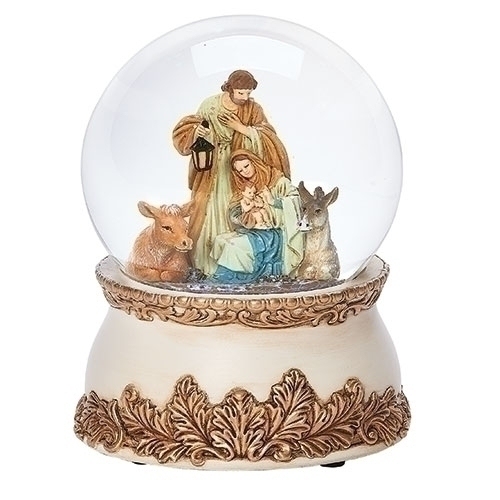 Roman Holidays 134095 100MM Holy Family With Animals Musical Glitterdome