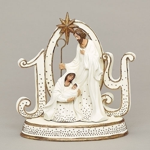 Roman Holidays 134136 Holy Family Joy Figurine Gold Dot Trim