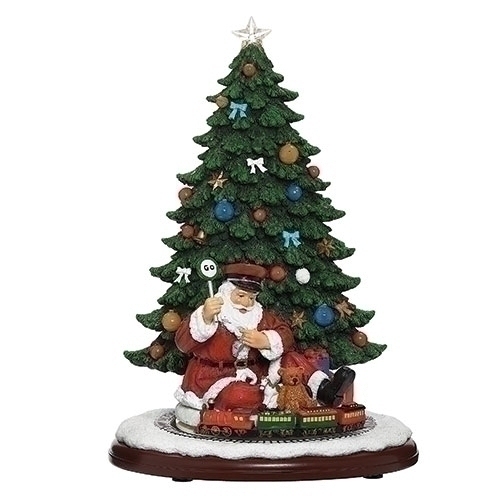 Roman Holidays 134164 LED Musical Santa and Train Figurine - No Free Ship