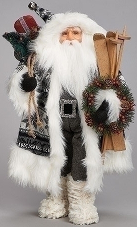 Roman Holidays 134182 Santa in Sweater With Skis Figure