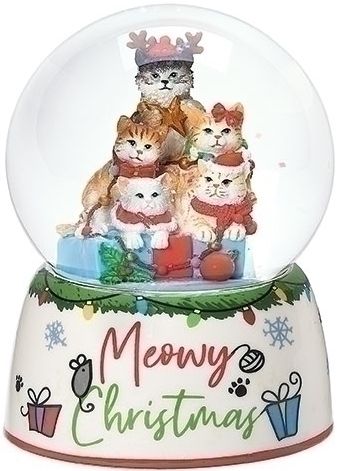 Roman Holidays 134921 100MM Kittens In Christmas Tree Pile Musical Glitterdome