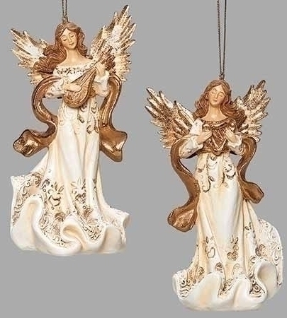 Roman Holidays 135324 Angel In Cream and Gold Ornament 2 Piece Set