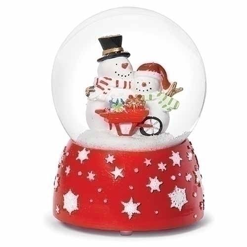 Roman Holidays 135409 100MM Snowmen With Gifts Musical Glitterdome