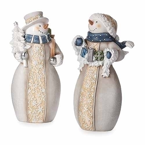 Roman Holidays 135637 Snowman With Presents In Grey and Ivory 2 Piece Set