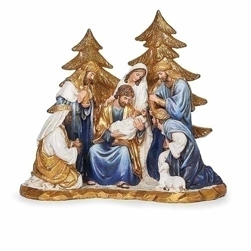 Roman Holidays 135748 Nativity Blue and White Robes With Gold Trees Figurine