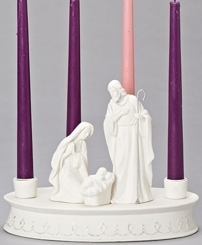 Roman Holidays 32710 Holy Family White Advent Candle Holder Figurine