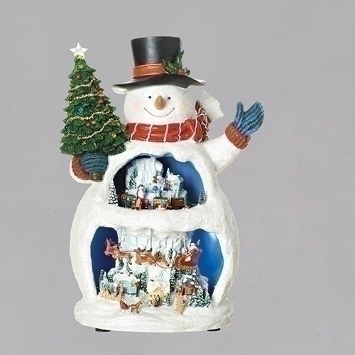 Roman Holidays 32828 LED Musical Snowman With Dual Level Rotation Figurine - No Free Ship