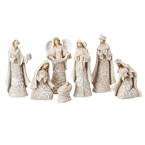 Special Sale SALE32993 Roman Holidays 32993 Nativity With Angel Paper Cut Style 7 Piece Set Figurine