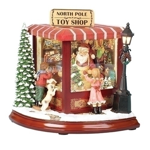 Roman Holidays 35178 LED Musical Rotating North Pole Toy Shop - No Free Ship