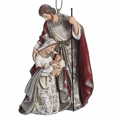 Roman Holidays 633418 Burgundy and Pewter Holy Family Ornament