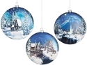 Roman Holidays 130246N Set of 3 Flat Disc Scenic Ornaments
