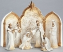 Roman Holidays 133014 Nativity Figurine Gold Dot Ivory With Triptych - No Free Ship