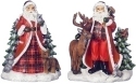 Roman Holidays 133557 Santa With Tree and Deer Set of 2 Figurines