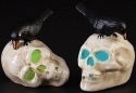 Roman Holidays 133884 LED Halloween Skulls With Crows Set of 2