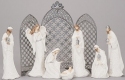 Roman Holidays 134430 Nativity Figurine White With Pearl Leaf Pattern 7 Piece Set - No Free Ship