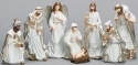 Roman Holidays 134441 Nativity Figurine Champagne Color With White Glitter 8 Piece Set - No Free Ship