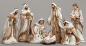 Roman Holidays 134464 Nativity Figurine Woven Gold Trim 7 Piece Set - No Free Ship