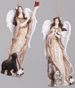 Roman Holidays 134816 Angel with Poinsettia and Christmas Rose Ornaments Set of 2