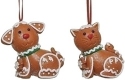 Roman Holidays 134855 Gingerbread Cat and Dog 2 Piece Set Ornaments