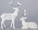 Roman Holidays 135028 Set of 2 White Deer Figurines With Silver Accents