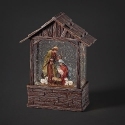Roman Holidays 135253 LED Swirl Wood Stable With Holy Family