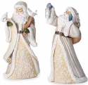 Roman Holidays 135634 Santa In Grey and Ivory With Silver Accents Figurine 2 Piece Set