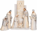 Roman Holidays 135639 Nativity Figurine Ivory and Grey With Backdrop - No Free Ship