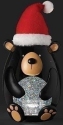 Roman Holidays 135901 LED Swirl Black Bear In Santa Hat Figurine