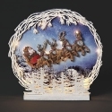 Roman Holidays 136322N Lighted Flying Santa and Deer Scene