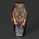 Roman Holidays 136375N Lighted Sugar Skull Coffin Figurine