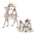 Roman Holidays 136402N Santa Gnome Riding Deer Figurine Set of 2